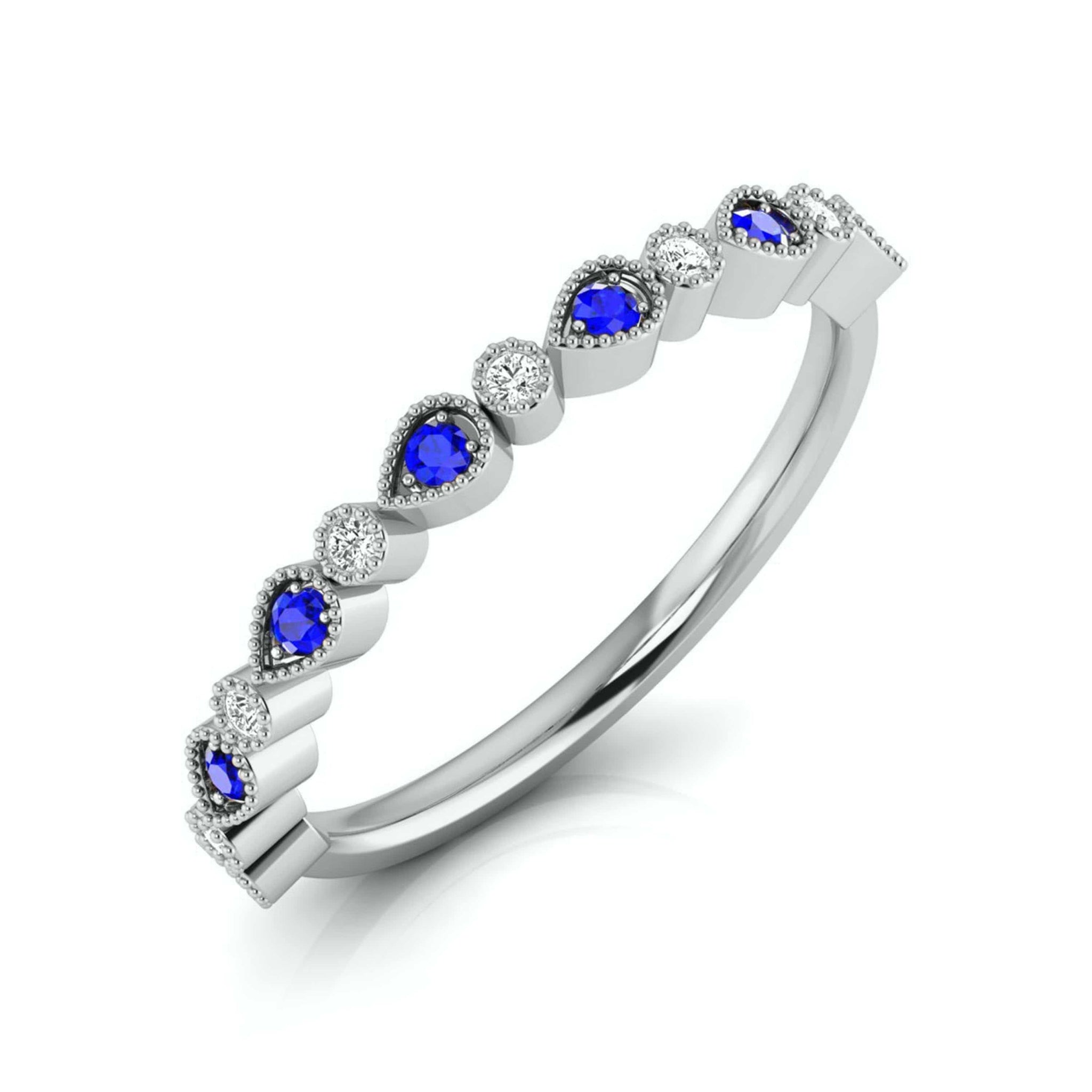 Blue Sapphire Platinum Diamond Engagement Ring JL PT LR 7018