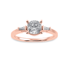 Jewelove™ Rings Women's Band only / VVS GH 50-Pointer Cushion Cut Solitaire with Baguette Diamond Accents 18K Rose Gold Ring JL AU 1223R-A