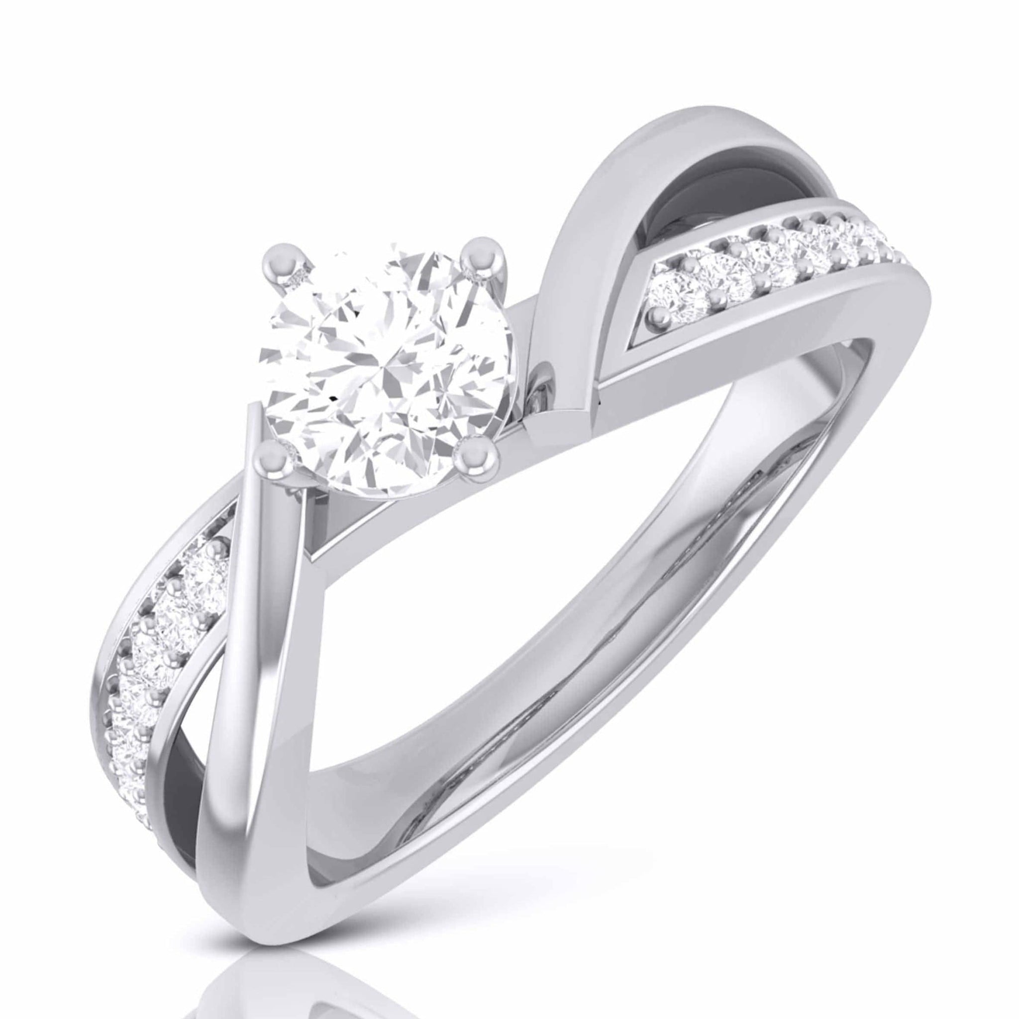 50-Pointer Design Platinum Solitaire Engagement Ring for Women JL
