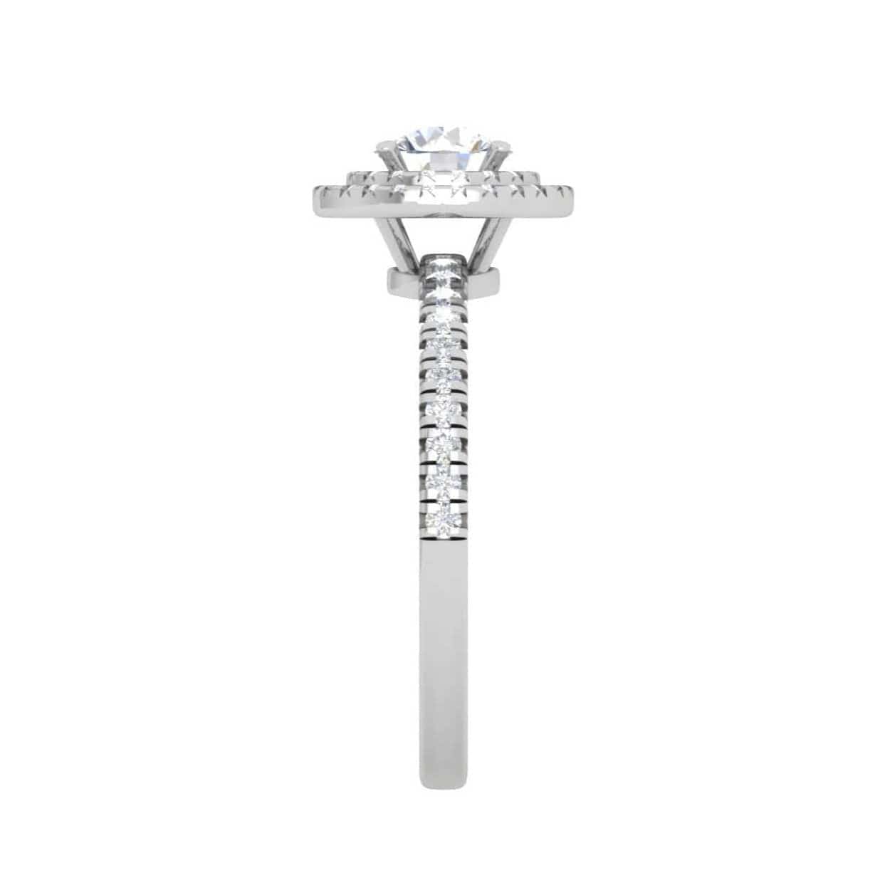 Jewelove™ Rings J VS / Women's Band only 50-Pointer Double Halo Diamond Shank Platinum Solitaire Ring JL PT RH RD 220