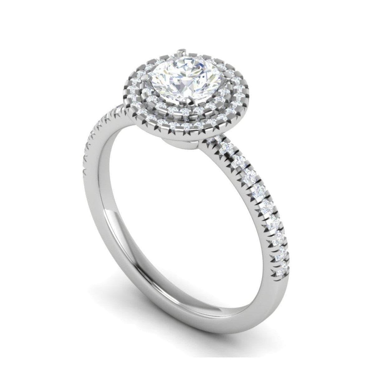 Jewelove™ Rings J VS / Women's Band only 50-Pointer Double Halo Diamond Shank Platinum Solitaire Ring JL PT RH RD 220