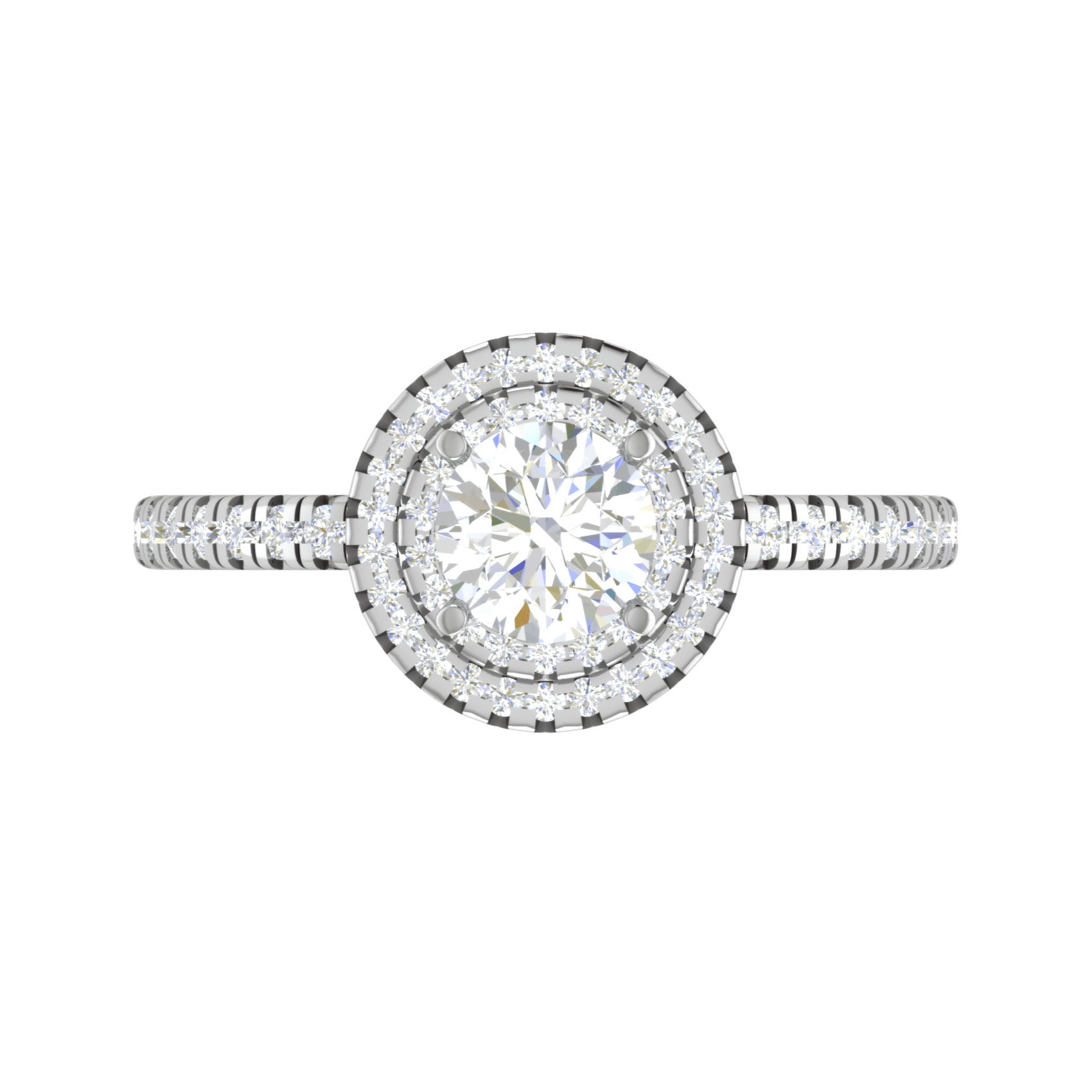 Jewelove™ Rings J VS / Women's Band only 50-Pointer Double Halo Diamond Shank Platinum Solitaire Ring JL PT RH RD 220