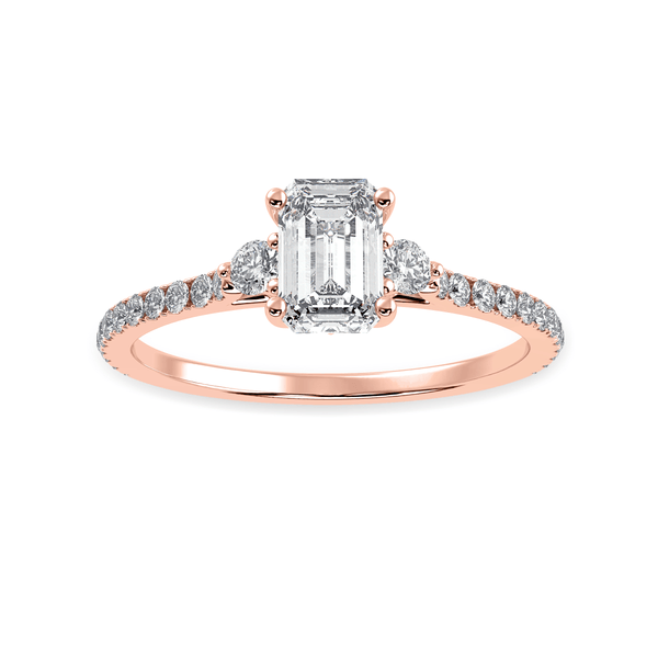 Jewelove™ Rings Women's Band only / VVS E 50-Pointer Emerald Cut Solitaire Diamond Accents Shank 18K Rose Gold Solitaire Ring JL AU 1242R-A