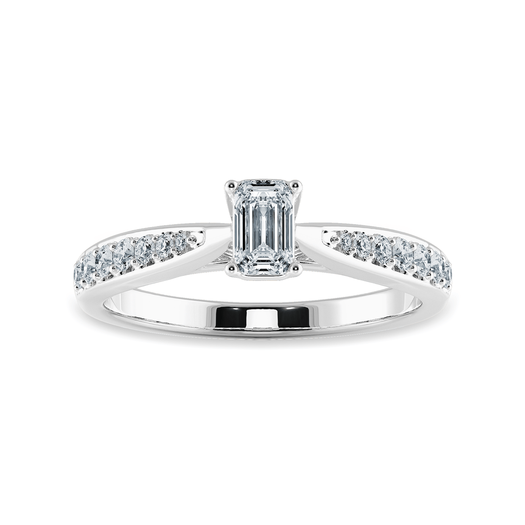 Jewelove™ Rings E VVS / Women's Band only 50-Pointer Emerald Cut Solitaire Diamond Shank Platinum Ring JL PT 1280-A