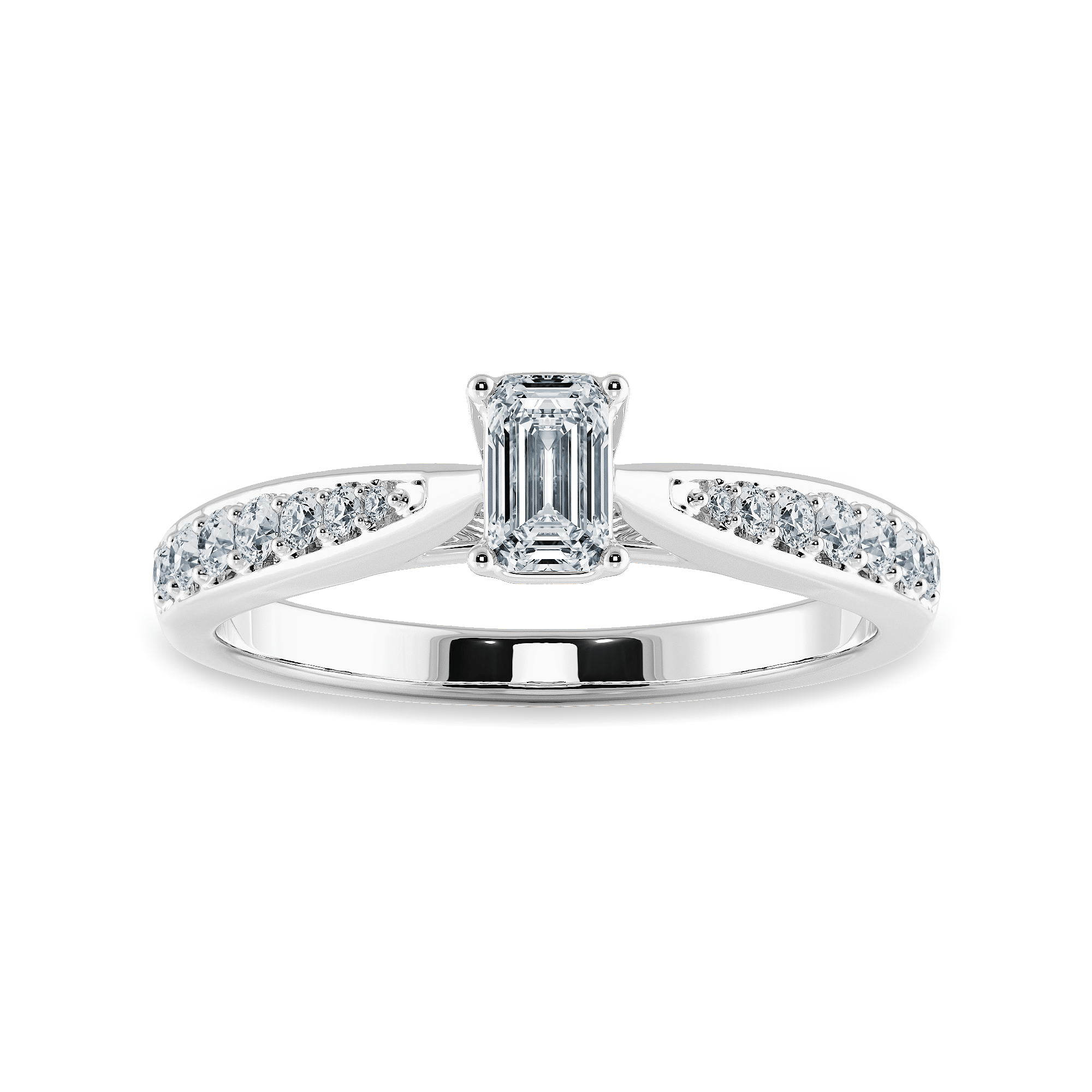 Jewelove™ Rings E VVS / Women's Band only 50-Pointer Emerald Cut Solitaire Diamond Shank Platinum Ring JL PT 1280-A
