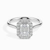 Jewelove™ Rings E VVS / Women's Band only 50-Pointer Emerald Cut Solitaire Halo Diamond Platinum Ring JL PT 19025-A