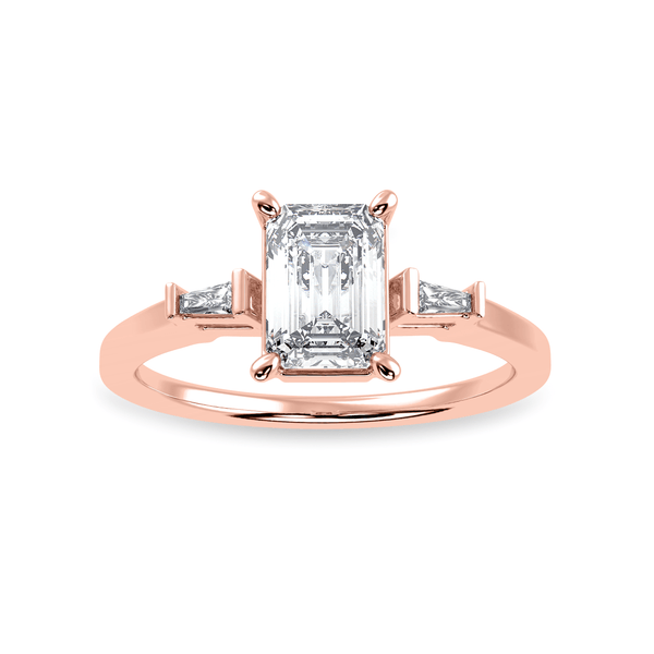 Jewelove™ Rings Women's Band only / VVS E 50-Pointer Emerald Cut Solitaire with Baguette Cut Diamond Accents 18K Rose Gold Solitaire Ring JL AU 1224R-A