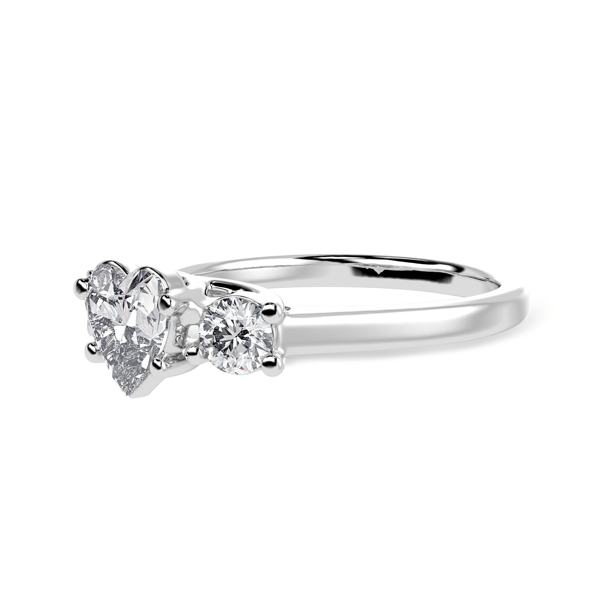 Jewelove™ Rings I VS / Women's Band only 50-Pointer Heart Cut Solitaire Diamond Accents Platinum Ring JL PT 1233-A