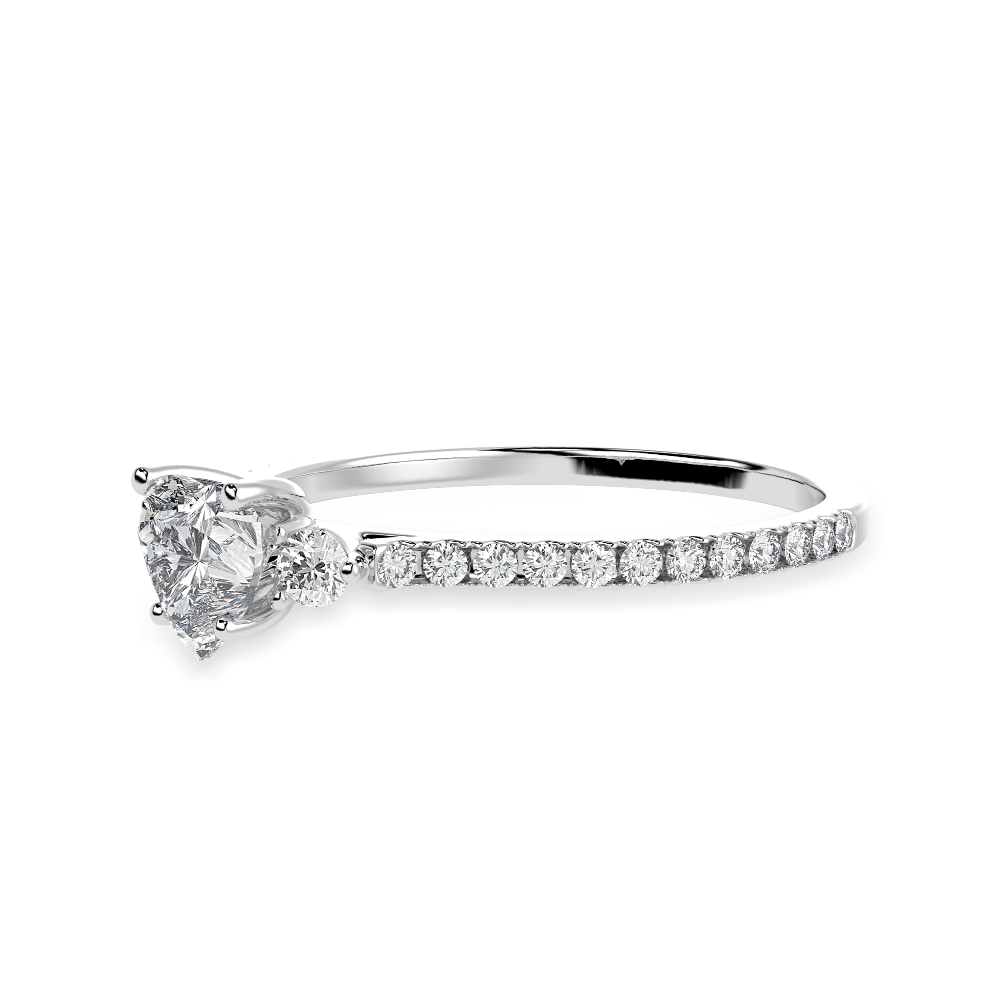 Jewelove™ Rings I VS / Women's Band only 50-Pointer Heart Cut Solitaire Diamond Accents Shank Platinum Ring JL PT 1243-A
