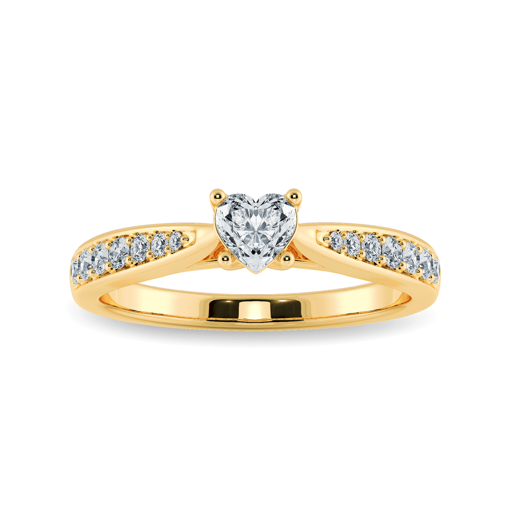 Jewelove™ Rings Women's Band only / VS I 50-Pointer Heart Cut Solitaire Diamond Shank 18K Yellow Gold Ring JL AU 1281Y-A