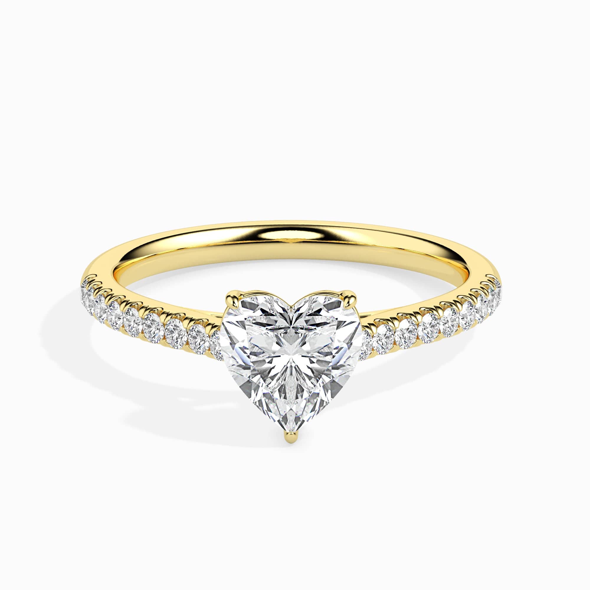 Jewelove™ Rings Women's Band only / VS I 50-Pointer Heart Cut Solitaire Diamond Shank 18K Yellow Gold Ring JL AU 19018Y-A
