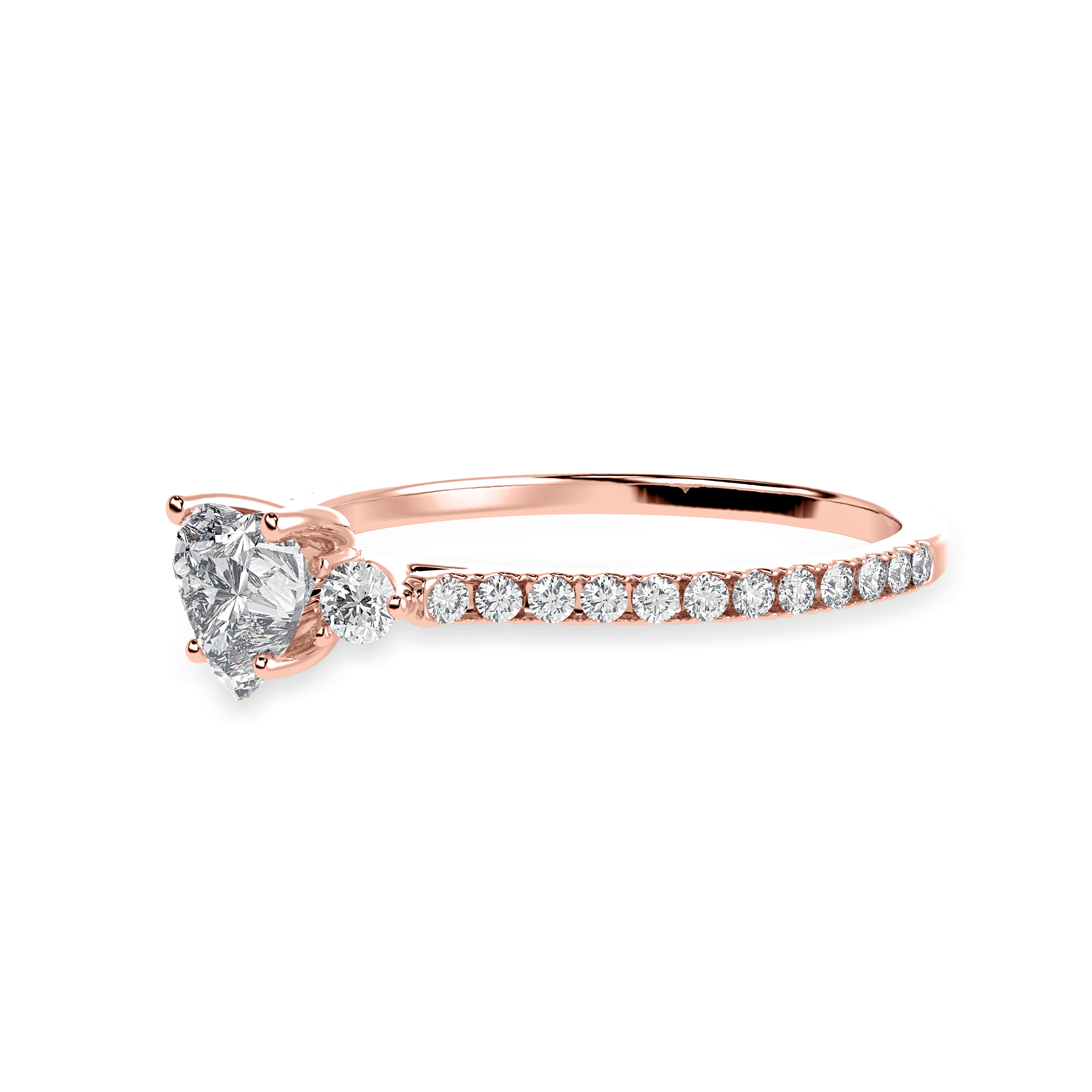 Buy 50-Pointer Heart Cut Solitaire Diamond Split Shank 18K Rose
