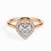 Jewelove™ Rings Women's Band only / VS I 50-Pointer Heart Cut Solitaire Halo Diamond 18K Rose Gold Ring JL AU 19028R-A