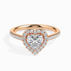 Jewelove™ Rings Women's Band only / VS I 50-Pointer Heart Cut Solitaire Halo Diamond Shank 18K Rose Gold Ring JL AU 19038R-A