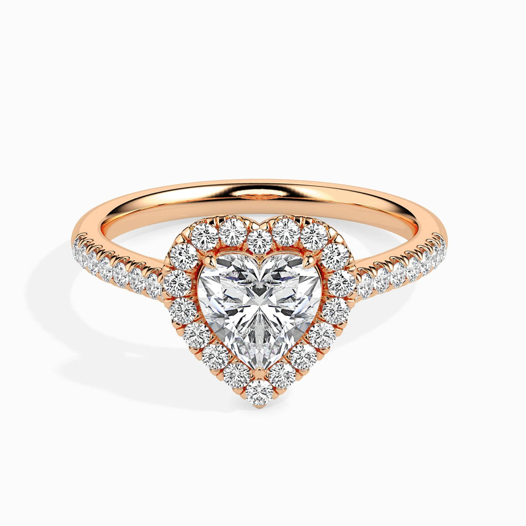 Jewelove™ Rings Women's Band only / VS I 50-Pointer Heart Cut Solitaire Halo Diamond Shank 18K Rose Gold Ring JL AU 19038R-A