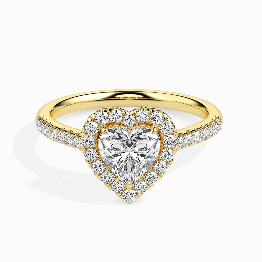 Jewelove™ Rings Women's Band only / VS I 50-Pointer Heart Cut Solitaire Halo Diamond Shank 18K Yellow Gold Ring JL AU 19038Y-A