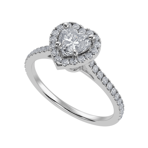 Jewelove™ Rings I VS / Women's Band only 50-Pointer Heart Cut Solitaire Halo Diamond Shank Platinum Ring JL PT 1289-A