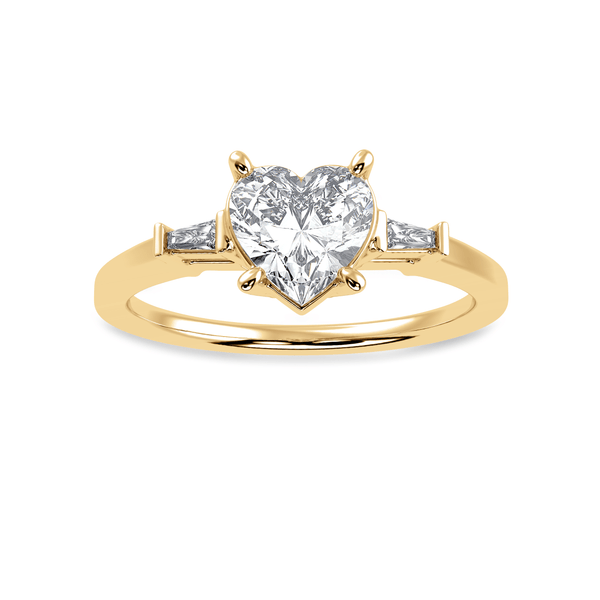 Jewelove™ Rings Women's Band only / VS I 50-Pointer Heart Cut Solitaire with Diamond Baguette 18K Yellow Gold Ring JL AU 1225Y-A