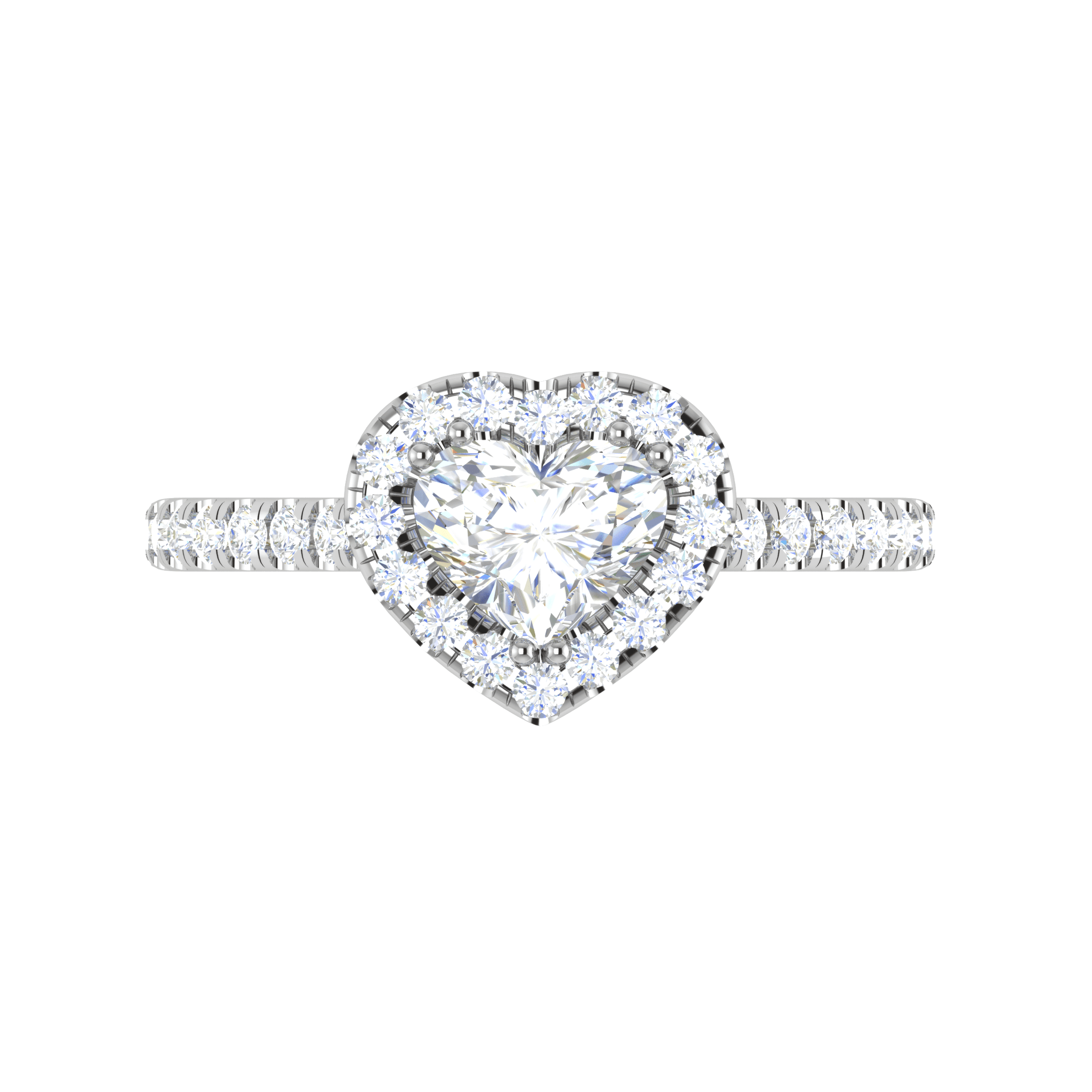 Jewelove™ Rings I VS / Women's Band only 50-Pointer Heart Solitaire Halo Diamond Shank Platinum Ring JL PT RH HS 139-A