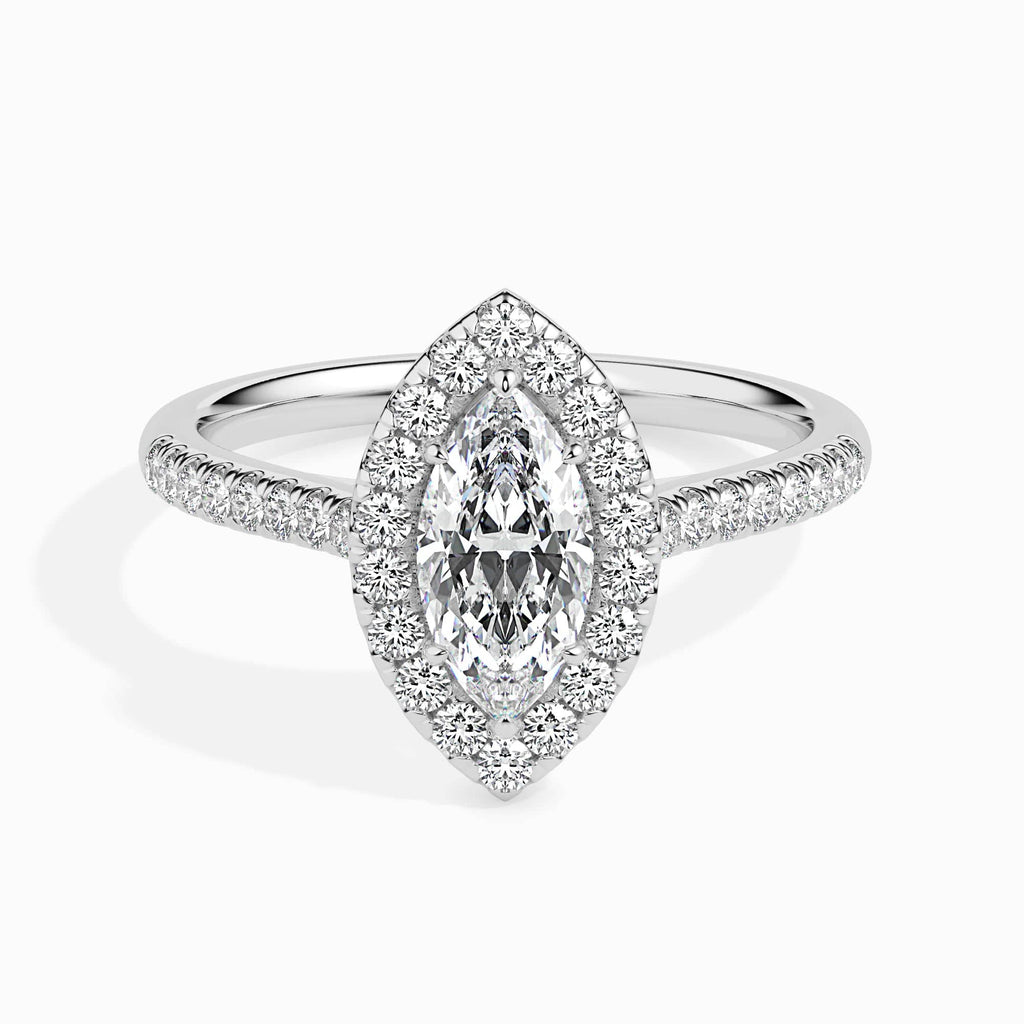 Jewelove™ Rings I VS / Women's Band only 50-Pointer Marquise Cut Solitaire Halo Diamond Shank Platinum Ring JL PT 19039-A