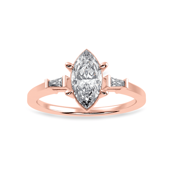 Jewelove™ Rings Women's Band only / VS I 50-Pointer Marquise Cut Solitaire with Baguette Diamond Accents 18K Rose Gold Ring JL AU 1228R-A