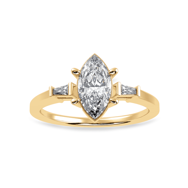 Jewelove™ Rings Women's Band only / VS I 50-Pointer Marquise Cut Solitaire with Baguette Diamond Accents 18K Yellow Gold Ring JL AU 1228Y-A