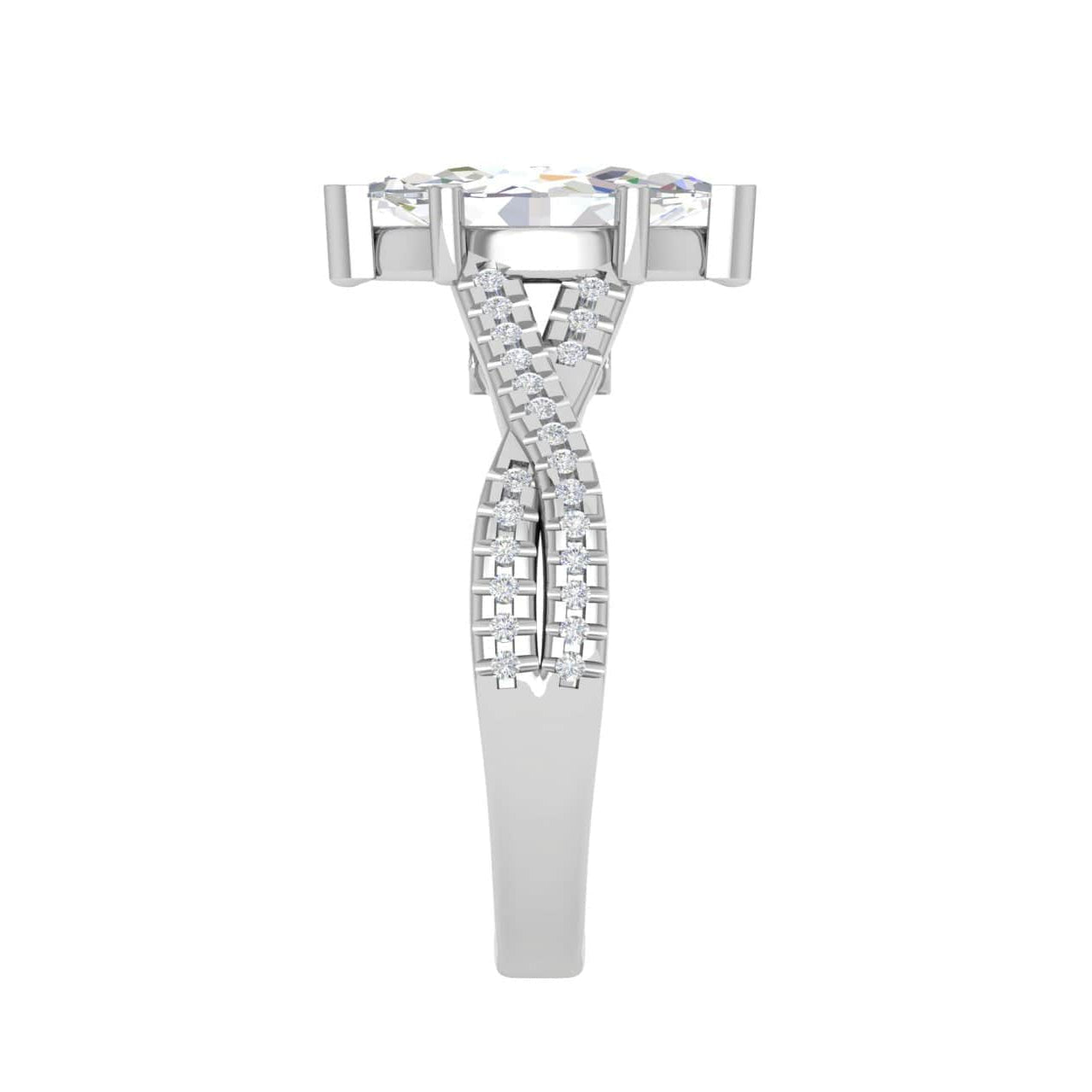 Jewelove™ J VS / Women's Band only 50-Pointer Marquise Solitaire Diamonds Twisted Shank Platinum Ring JL PT REPS1456-A