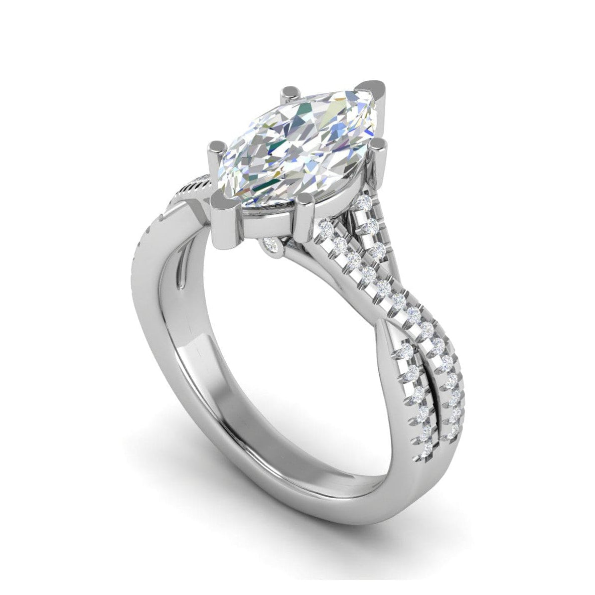 Jewelove™ J VS / Women's Band only 50-Pointer Marquise Solitaire Diamonds Twisted Shank Platinum Ring JL PT REPS1456-A