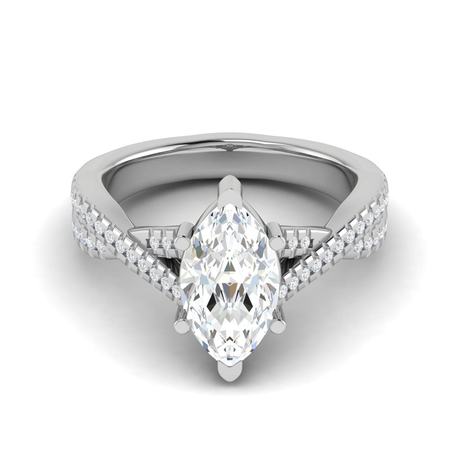 Jewelove™ J VS / Women's Band only 50-Pointer Marquise Solitaire Diamonds Twisted Shank Platinum Ring JL PT REPS1456-A