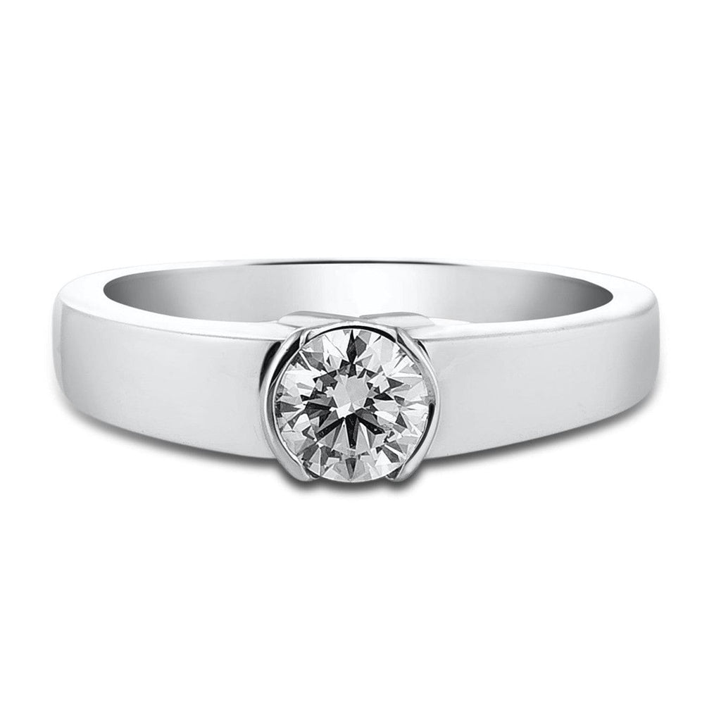 Jewelove™ Rings J VS / Men's Band only 50 Pointer Men's Platinum Ring with Embedded Solitaire JL PT 559