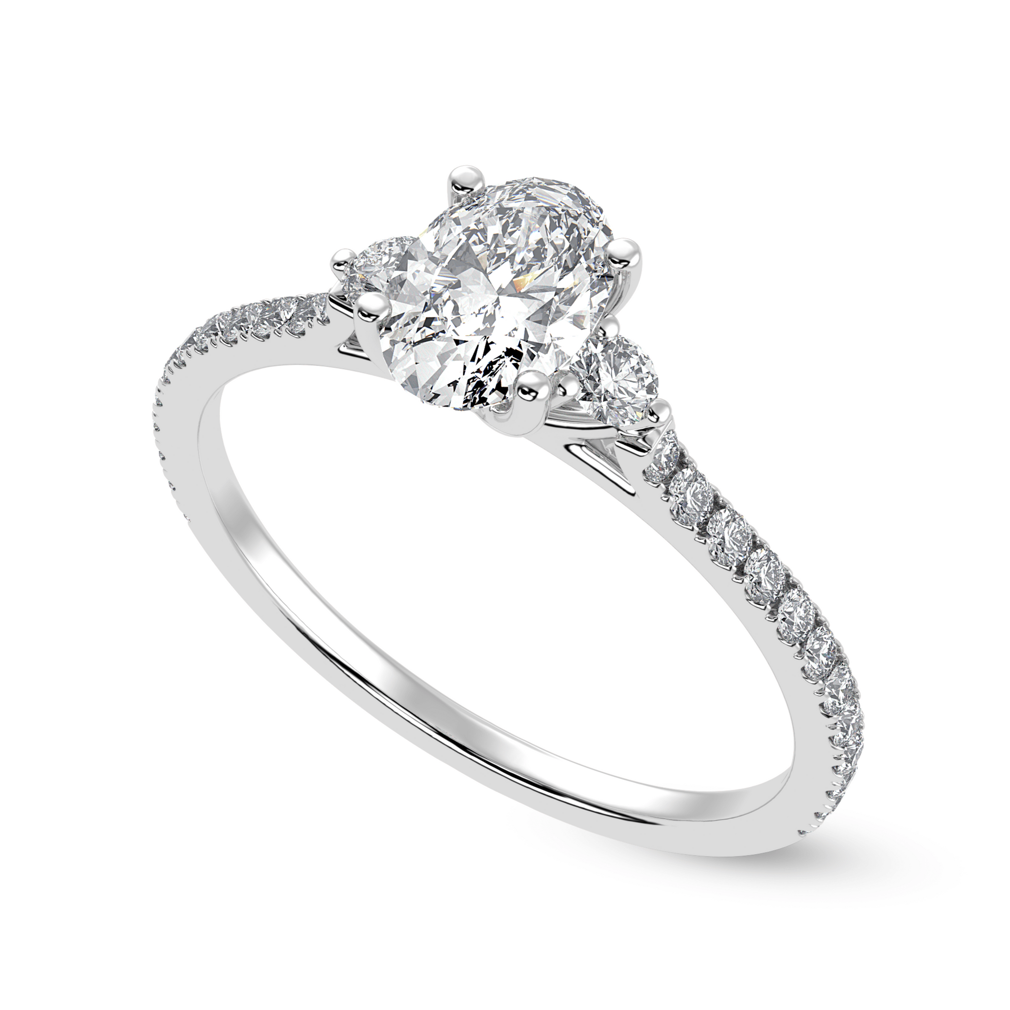 Jewelove™ Rings I VS / Women's Band only 50-Pointer Oval Cut Solitaire Diamond Accents Shank Platinum Ring JL PT 1244-A