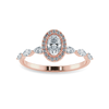 Jewelove™ Rings VS I 50-Pointer Oval Cut Solitaire Halo Diamonds with Marquise Cut Accents 18K Rose Gold Ring JL AU 1275R-A
