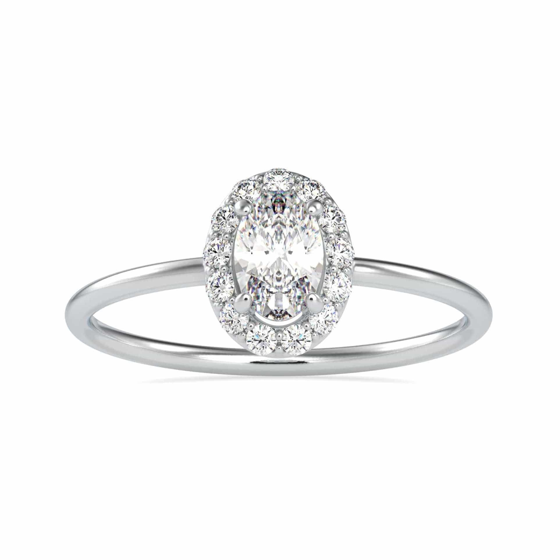 Jewelove™ Rings VS I / Women's Band only 50-Pointer Oval Cut Solitaire Platinum Halo Diamond Ring JL PT 0626-A