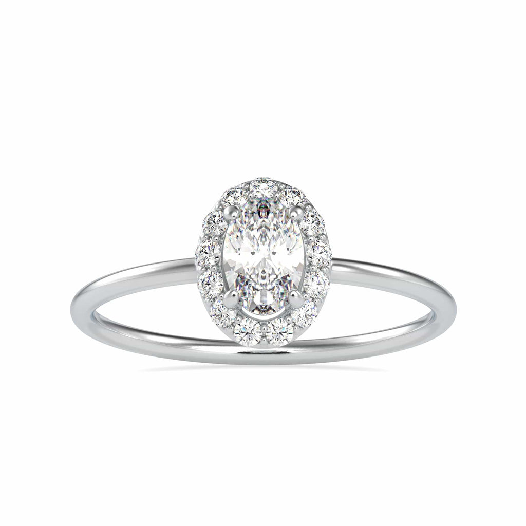 Jewelove™ Rings VS I / Women's Band only 50-Pointer Oval Cut Solitaire Platinum Halo Diamond Ring JL PT 0626-A