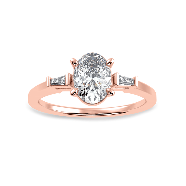 Jewelove™ Rings Women's Band only / VS J 50-Pointer Oval Cut Solitaire with Baguette Diamond Accents 18K Rose Gold Ring JL AU 1226R-A