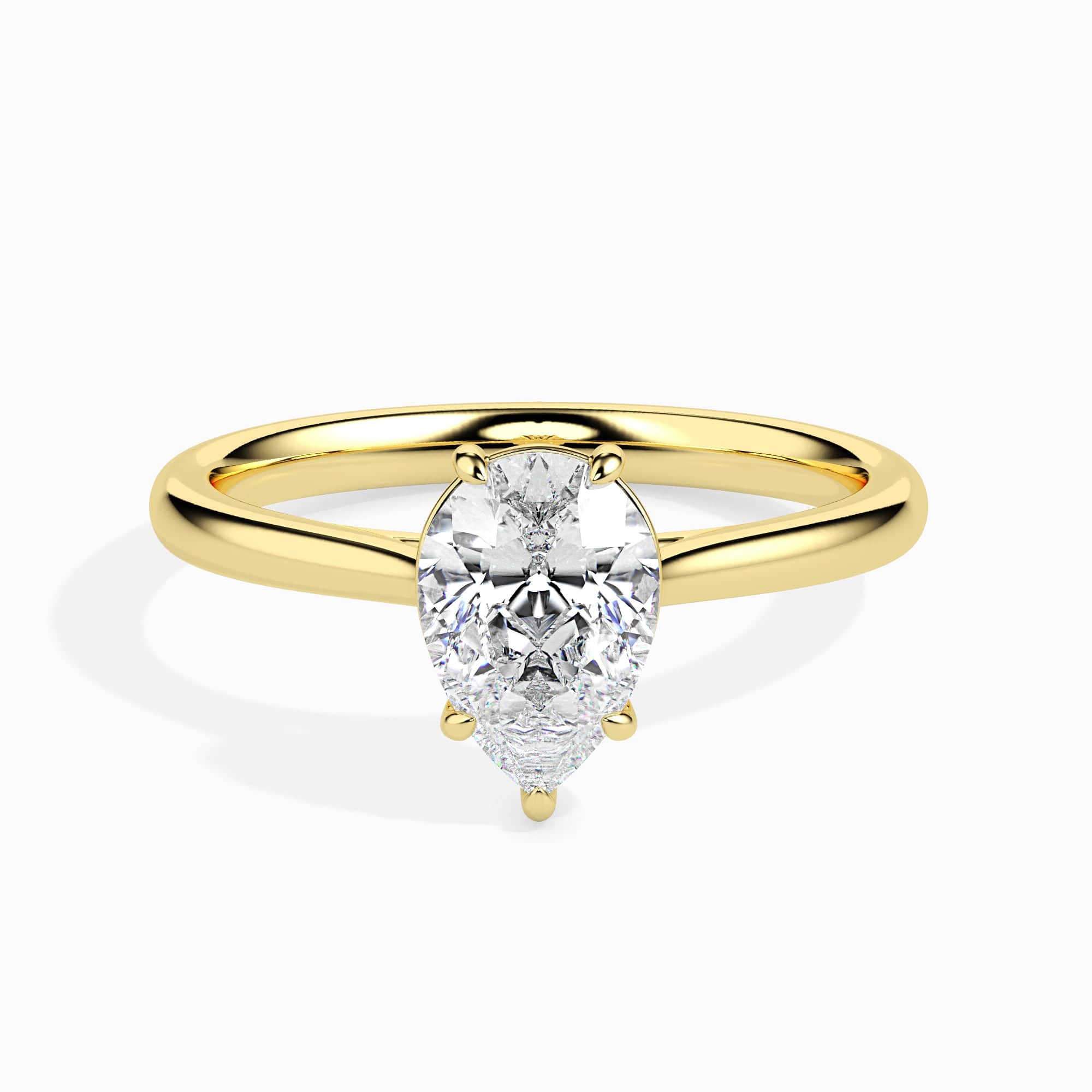 Jewelove™ Rings Women's Band only / VS I 50-Pointer Pear Cut Solitaire Diamond 18K Yellow Gold Ring JL AU 19010Y-A