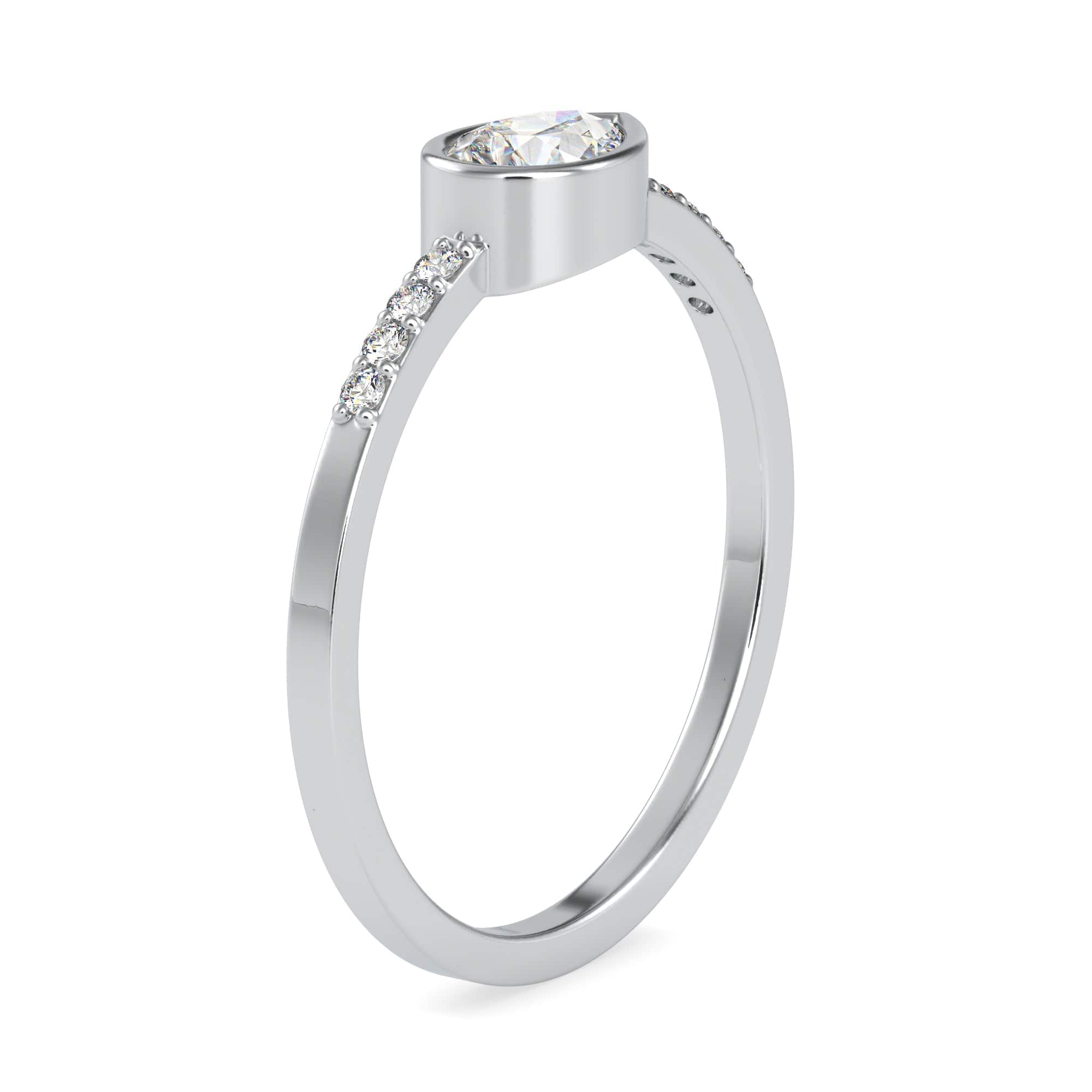 Jewelove™ Rings VS I / Women's Band only 50-Pointer Pear Cut Solitaire Diamond Accents Platinum Ring JL PT 0682-A