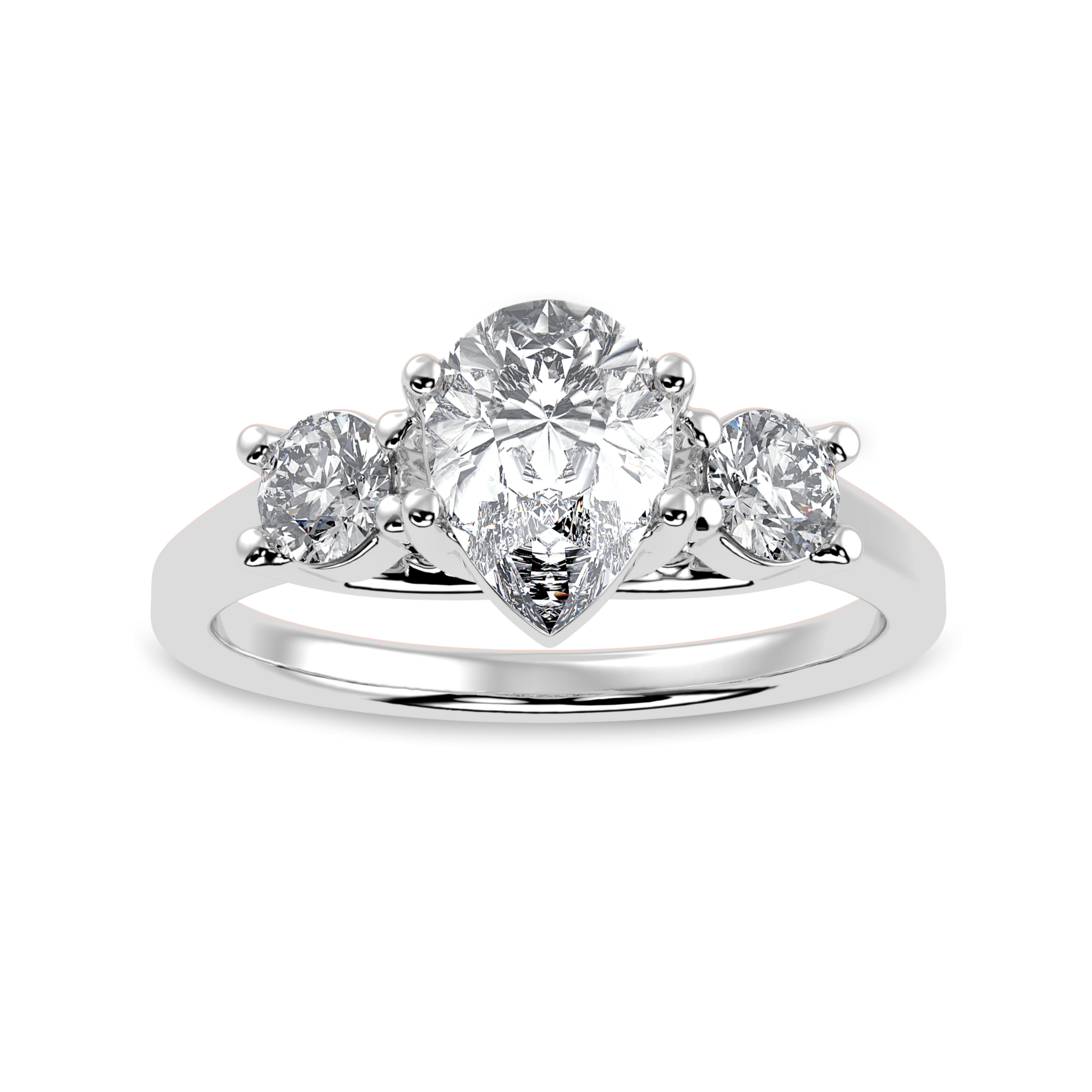 Jewelove™ Rings I VS / Women's Band only 50-Pointer Pear Cut Solitaire Diamond Accents Platinum Ring JL PT 1235-A