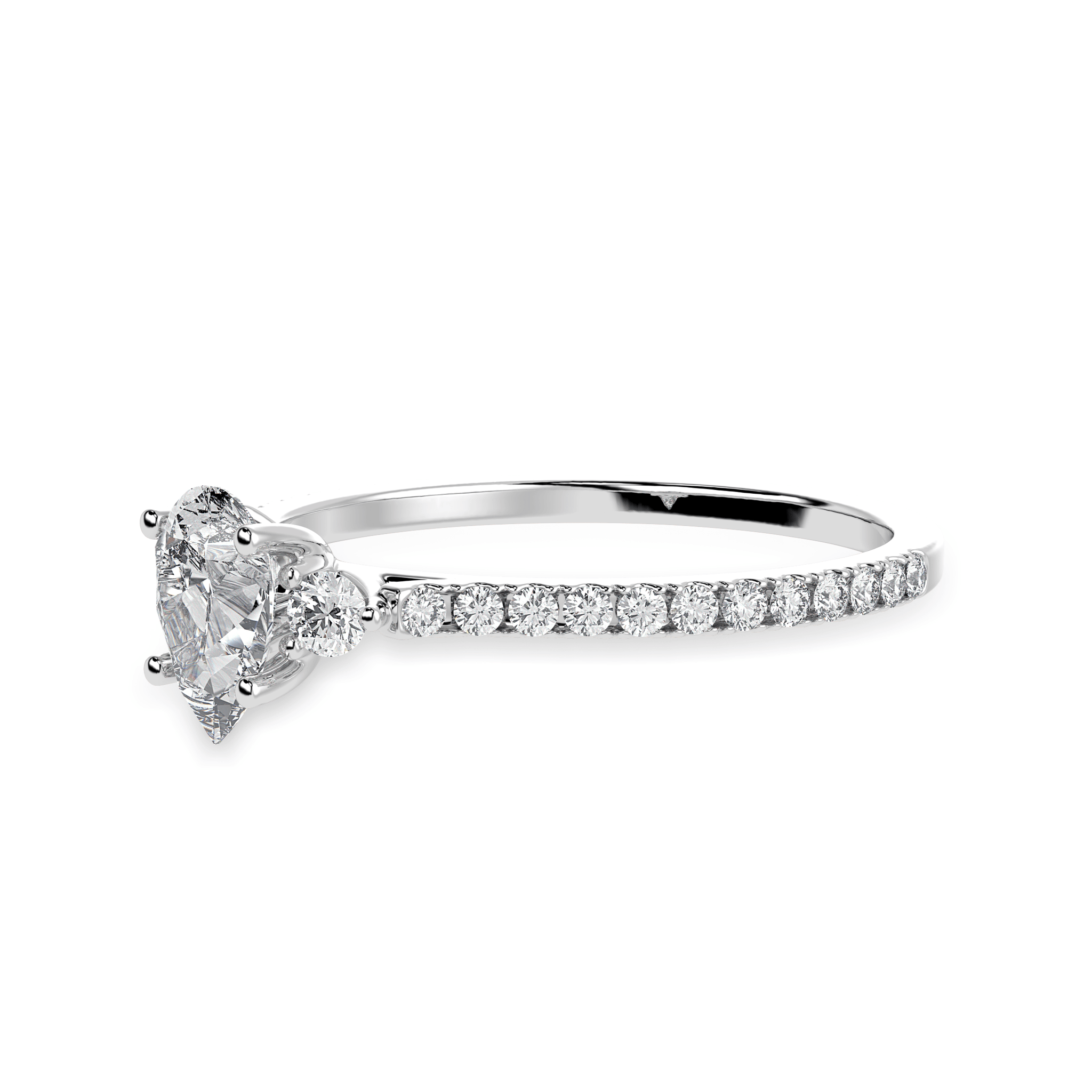 Jewelove™ Rings I VS / Women's Band only 50-Pointer Pear Cut Solitaire Diamond Accents Shank Platinum Ring JL PT 1245-A