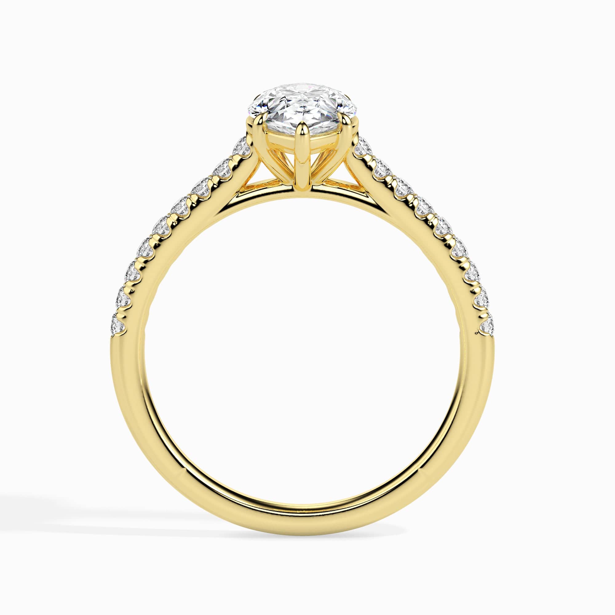 Jewelove™ Rings Women's Band only / VS I 50-Pointer Pear Cut Solitaire Diamond Shank 18K Yellow Gold Ring JL AU 19020Y-A
