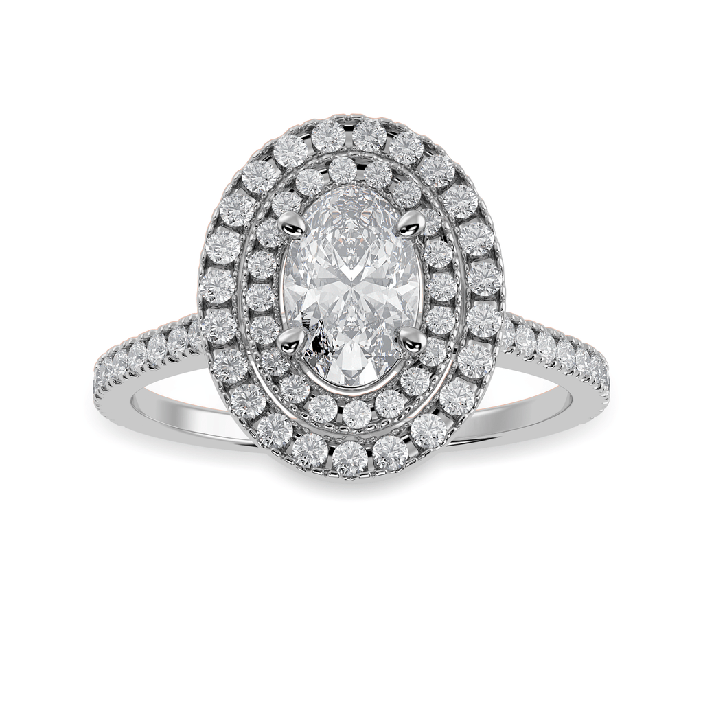 Jewelove™ Rings I VS / Women's Band only 50-Pointer Pear Cut Solitaire Double Halo Diamond Shank Platinum Ring JL PT 1299-A