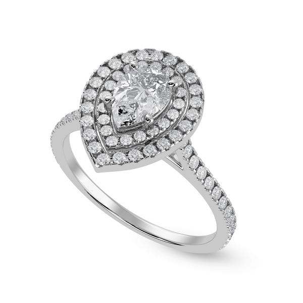 Jewelove™ Rings I VS / Women's Band only 50-Pointer Pear Cut Solitaire Double Halo Diamond Shank Platinum Ring JL PT 1300-A