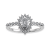 Jewelove™ Rings I VS / Women's Band only 50-Pointer Pear Cut Solitaire Halo Diamond Shank Platinum Ring JL PT 1253-A