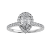 Jewelove™ Rings I VS / Women's Band only 50-Pointer Pear Cut Solitaire Halo Diamond Shank Platinum Ring JL PT 1292-A