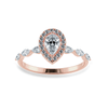Jewelove™ Rings Women's Band only / VS I 50-Pointer Pear Cut Solitaire Halo Diamonds with Marquise Cut Diamonds Accents 18K Rose Gold Ring JL AU 1276R-A