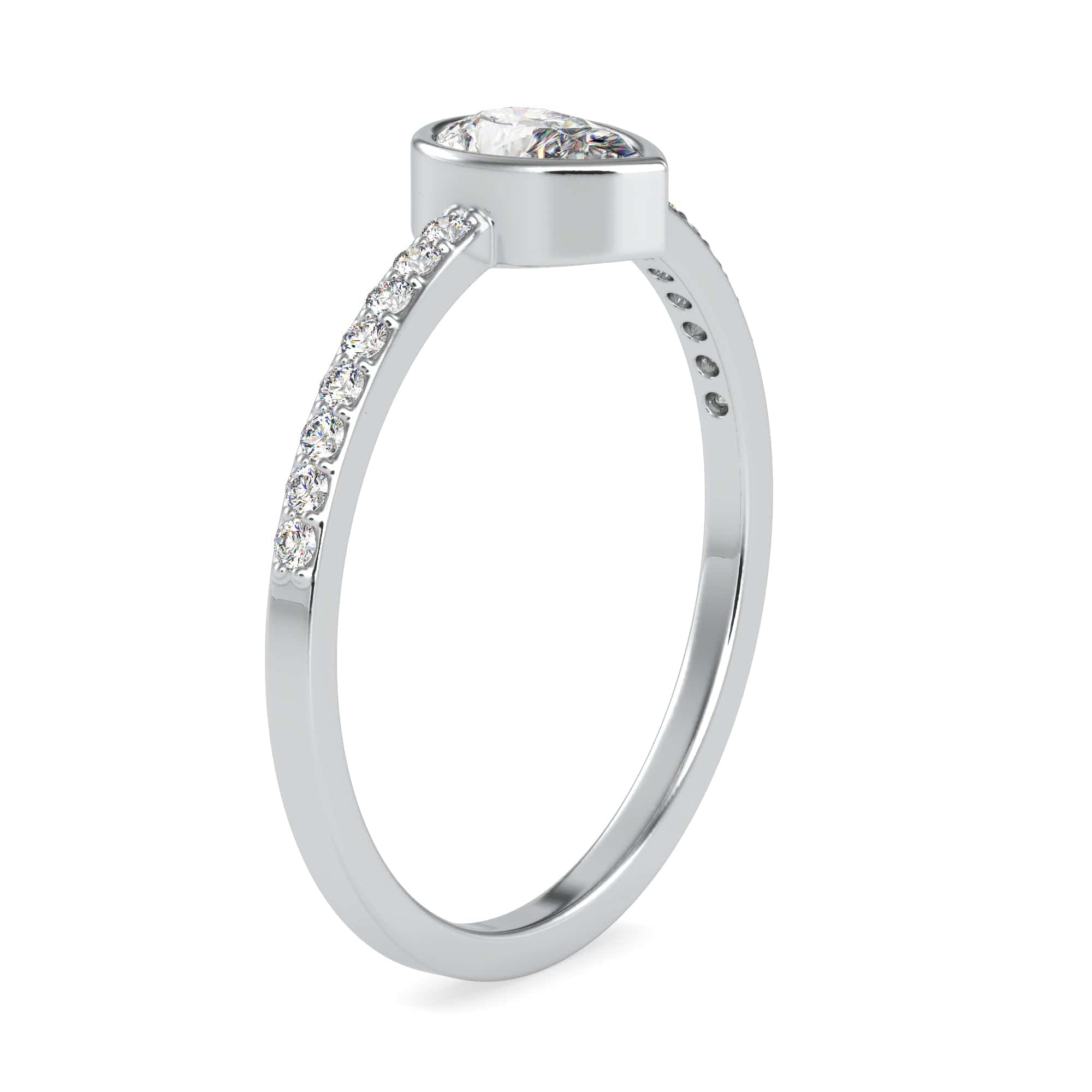 Jewelove™ Rings VS I / Women's Band only 50-Pointer Pear Cut Solitaire Platinum Diamond Shank Ring JL PT 0679-A