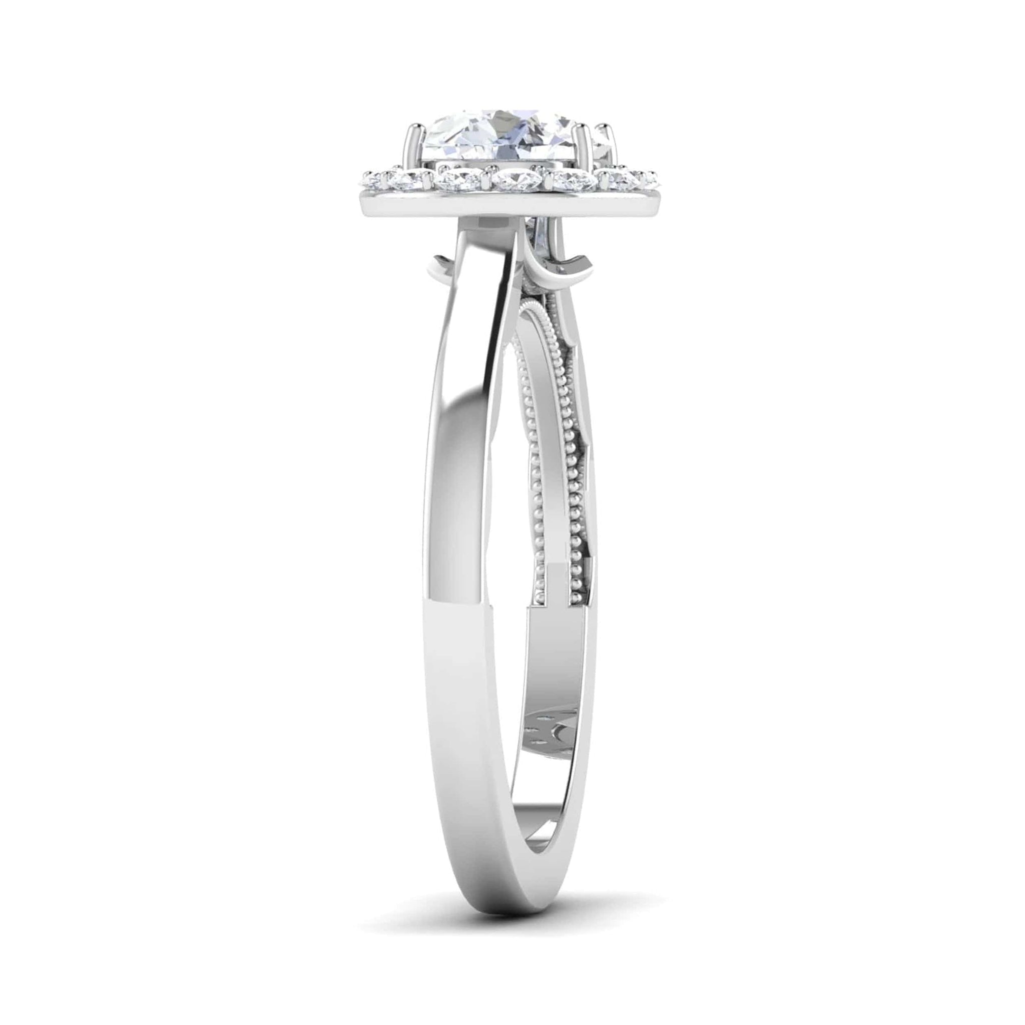 Jewelove™ Rings J VS / Women's Band only 50 Pointer Platinum Diamond Halo Solitaire Engagement Ring JL PT 6590
