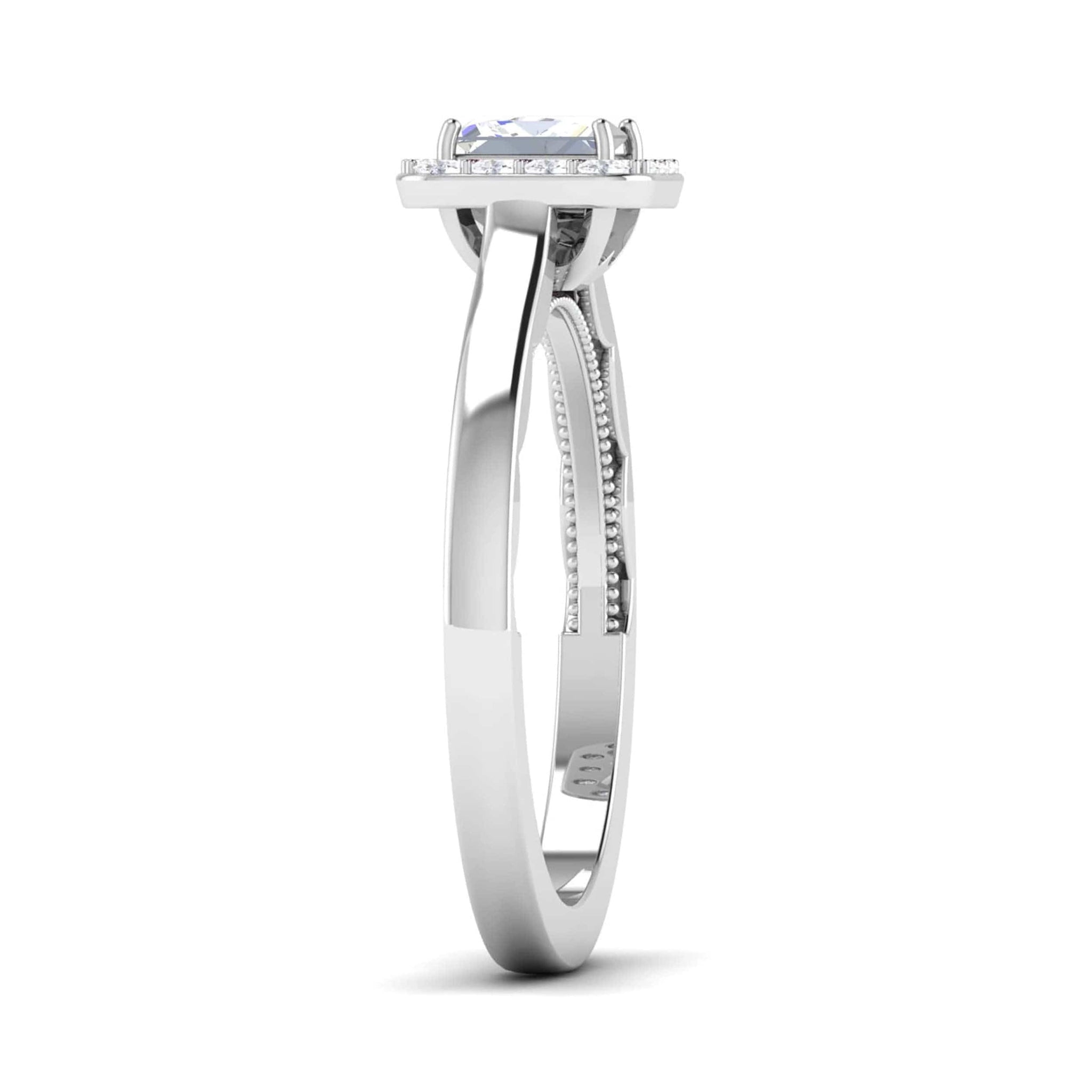 Jewelove™ Rings I VS / Women's Band only 50 Pointer Princess Cut Halo Diamond Platinum Solitaire Engagement Ring JL PT 6592