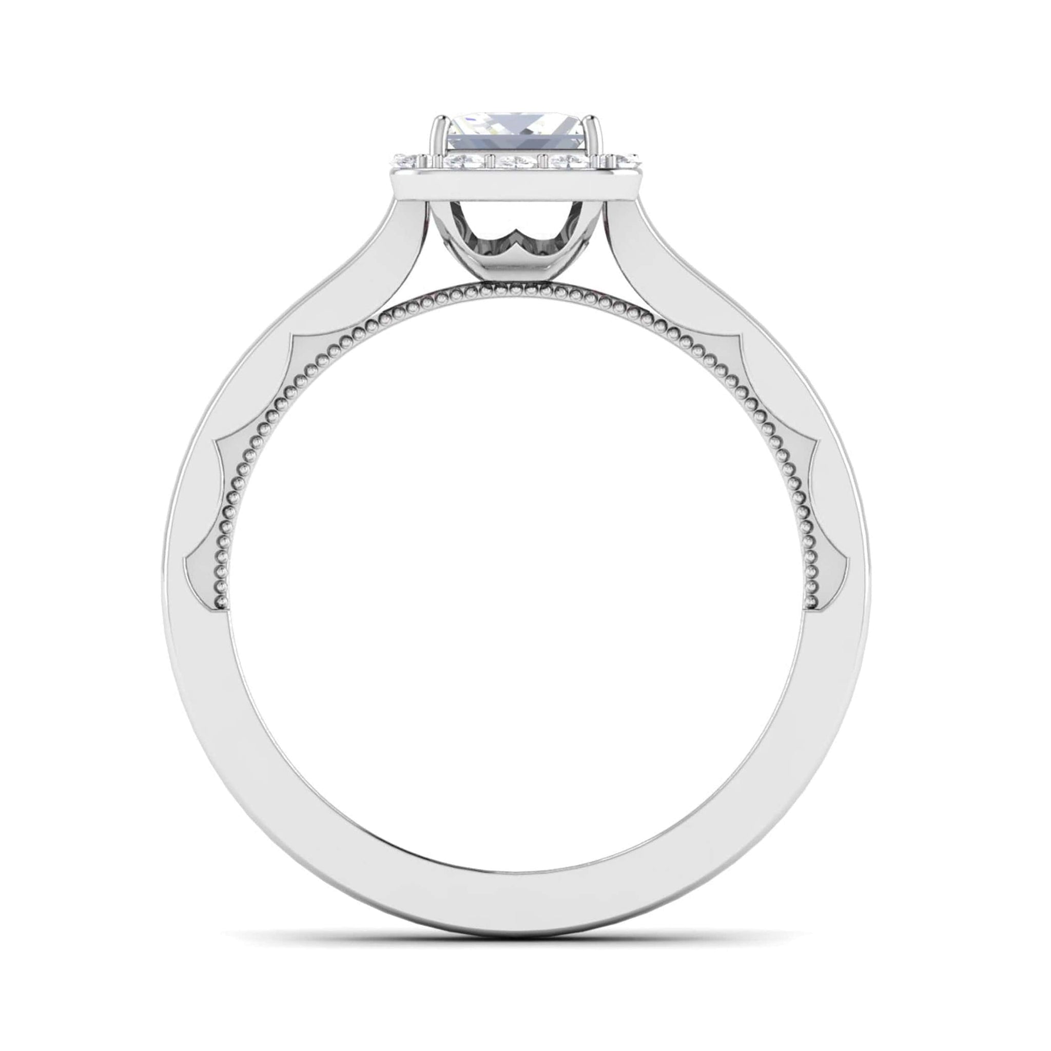 Jewelove™ Rings I VS / Women's Band only 50 Pointer Princess Cut Halo Diamond Platinum Solitaire Engagement Ring JL PT 6592