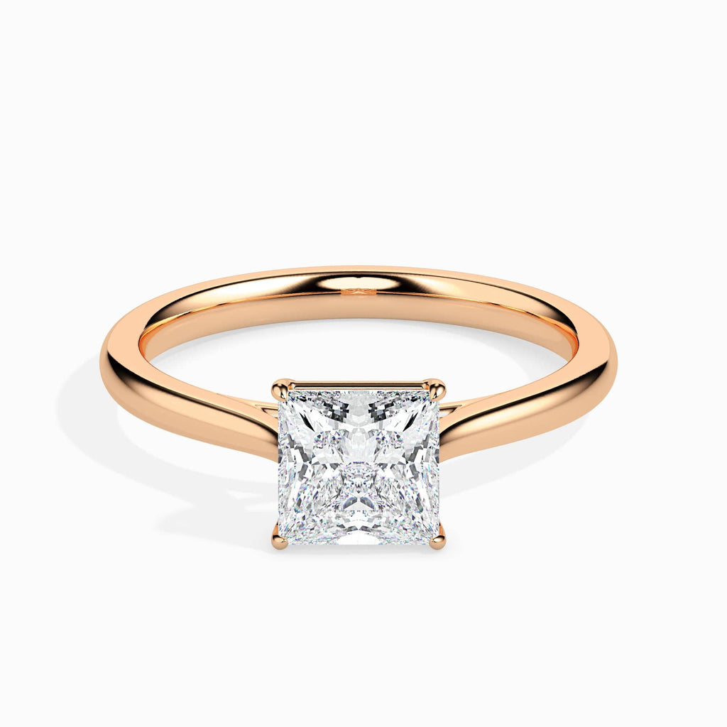 Jewelove™ Rings Women's Band only / VS I 50-Pointer Princess Cut Solitaire Diamond 18K Rose Gold Ring JL AU 19002R-A